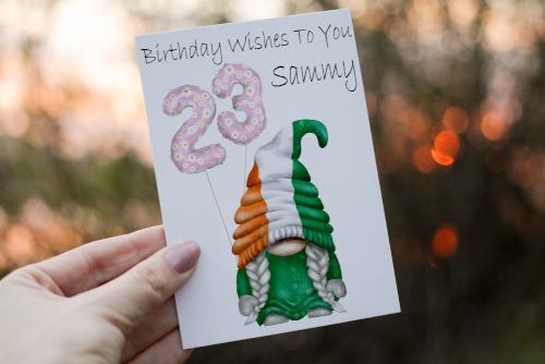 Ireland Gnome Age Birthday Card, Card for 23rd Birthday - Click Image to Close